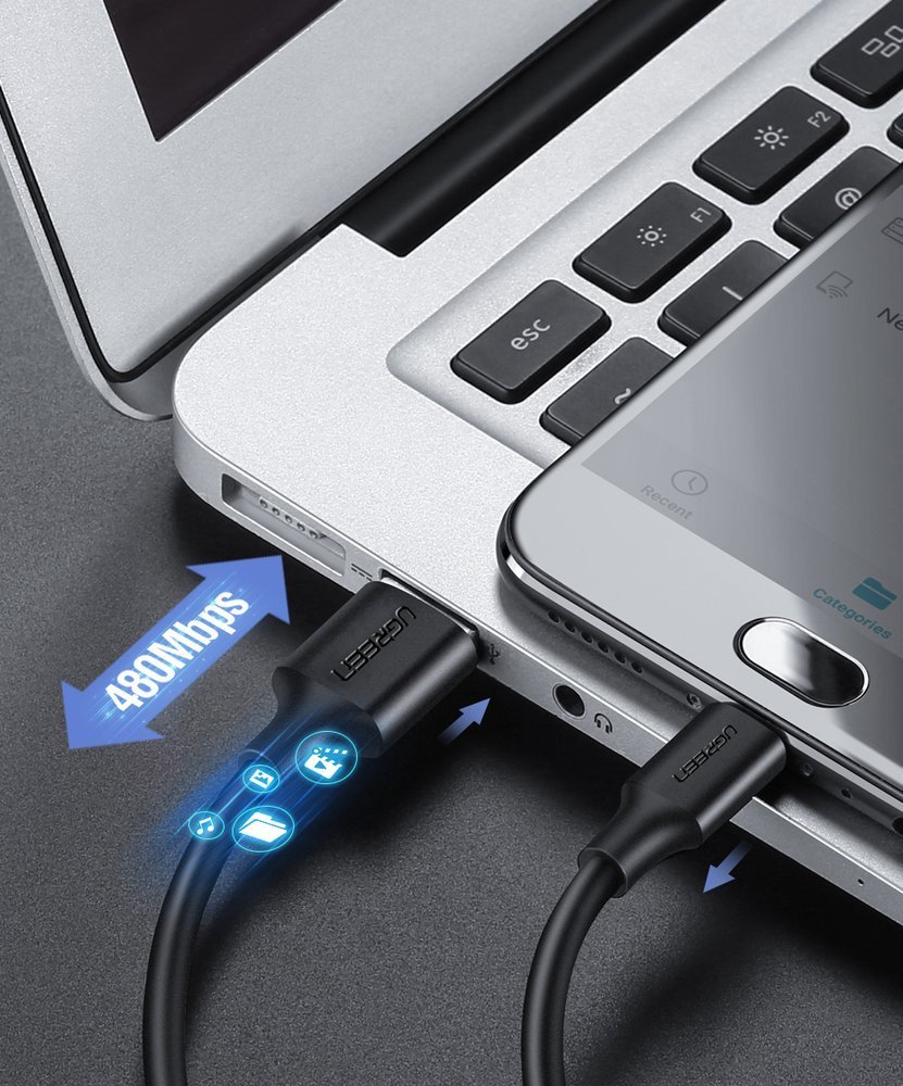 Kabel przewód USB - micro USB 2.4A 480Mbps 1.5m czarny (6)