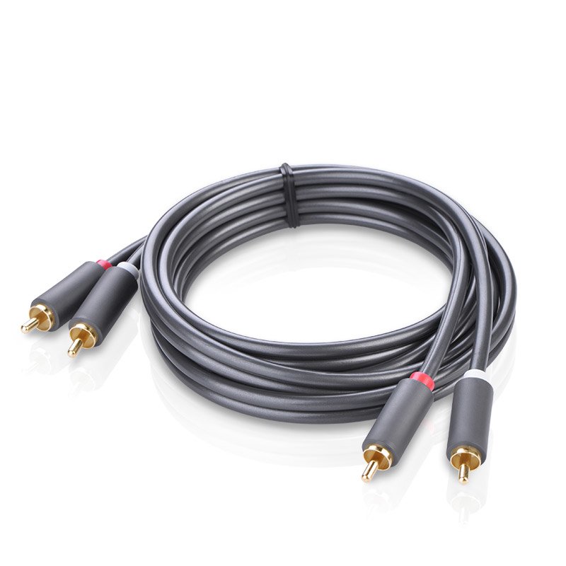 Kabel przewód stereo audio video 2 RCA 2x Cinch 5m szary (3)