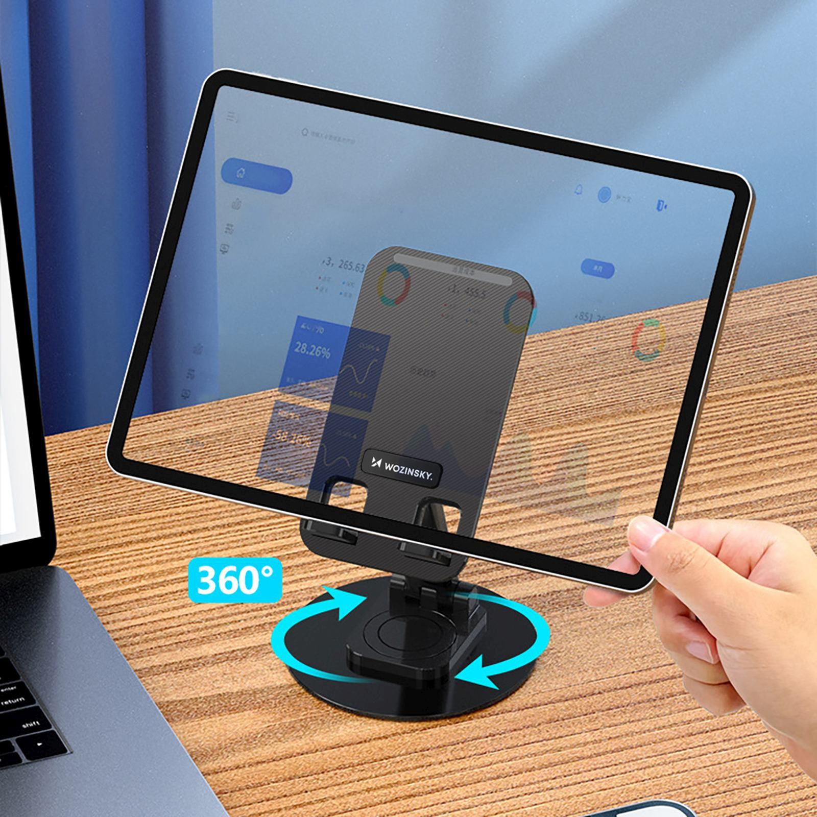 Podstawka stojak stabilny pod telefon tablet - czarny (3)
