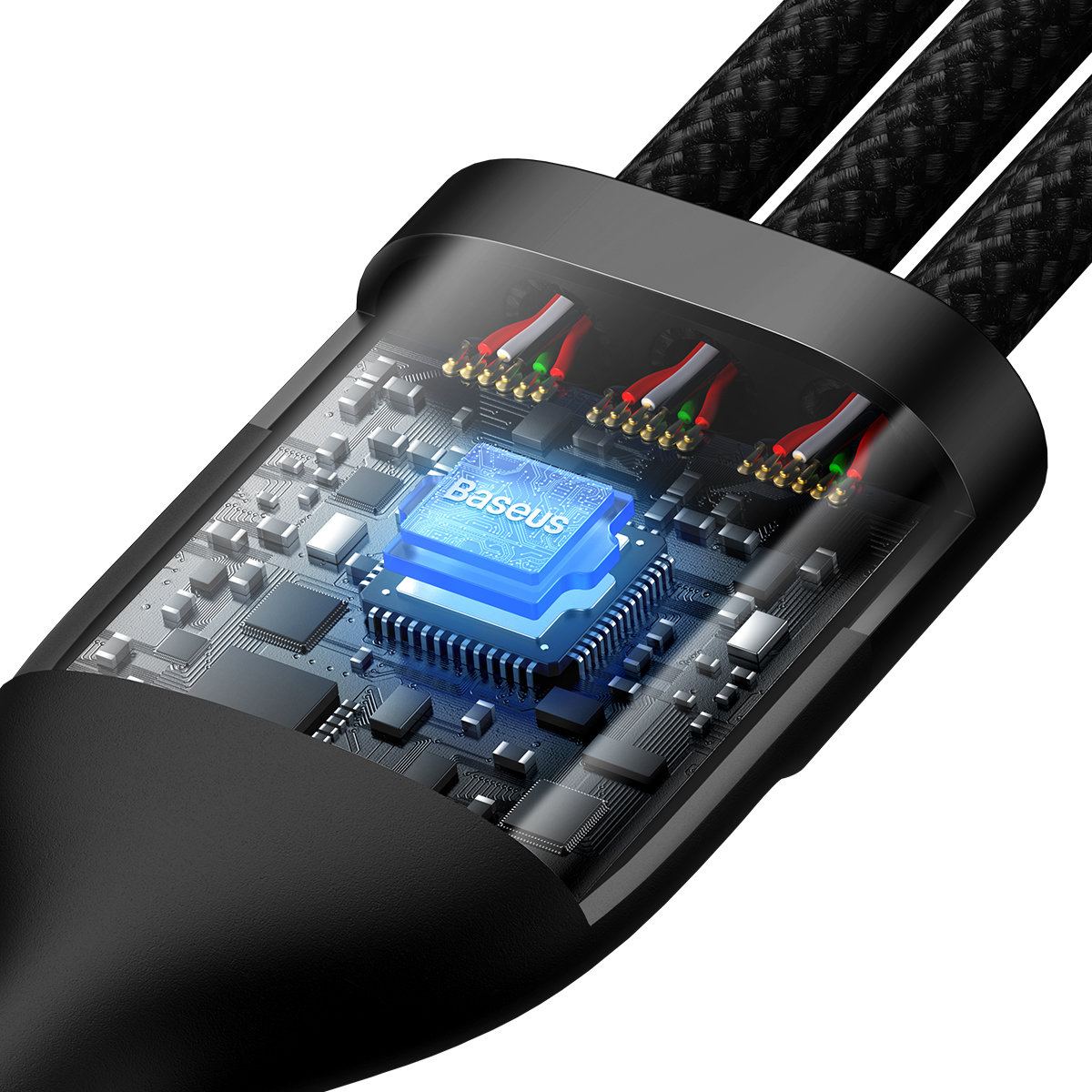 Kabel przewód 3w1 USB do USB-C / iPhone Lightning / micro USB 1.2m - czarny (4)
