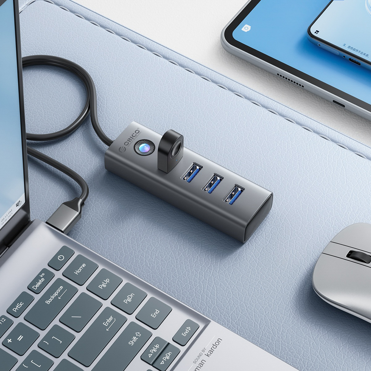 Hub adapter rozdzielacz PDD4U-U3 4x USB-A - szary (3)