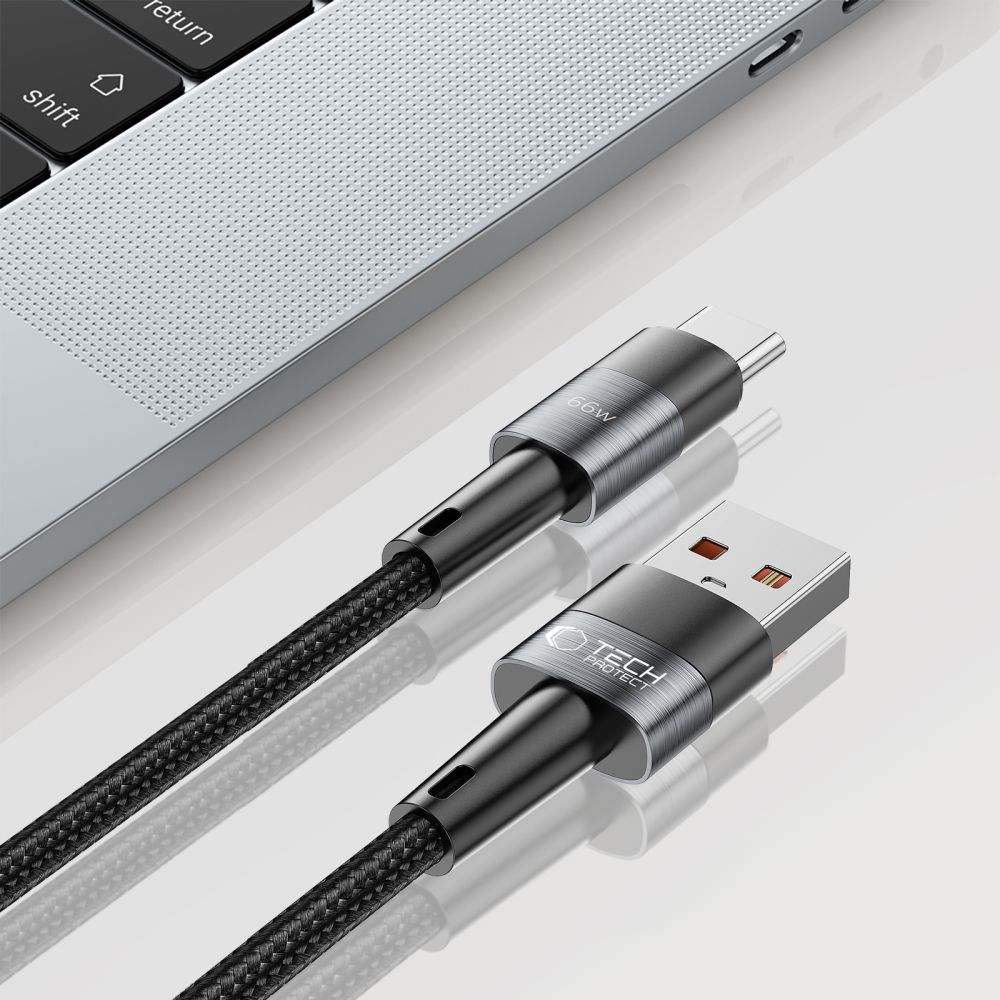 Kabel przewód USB-C - USB-A 66W 6A 0.25m - szary (5)