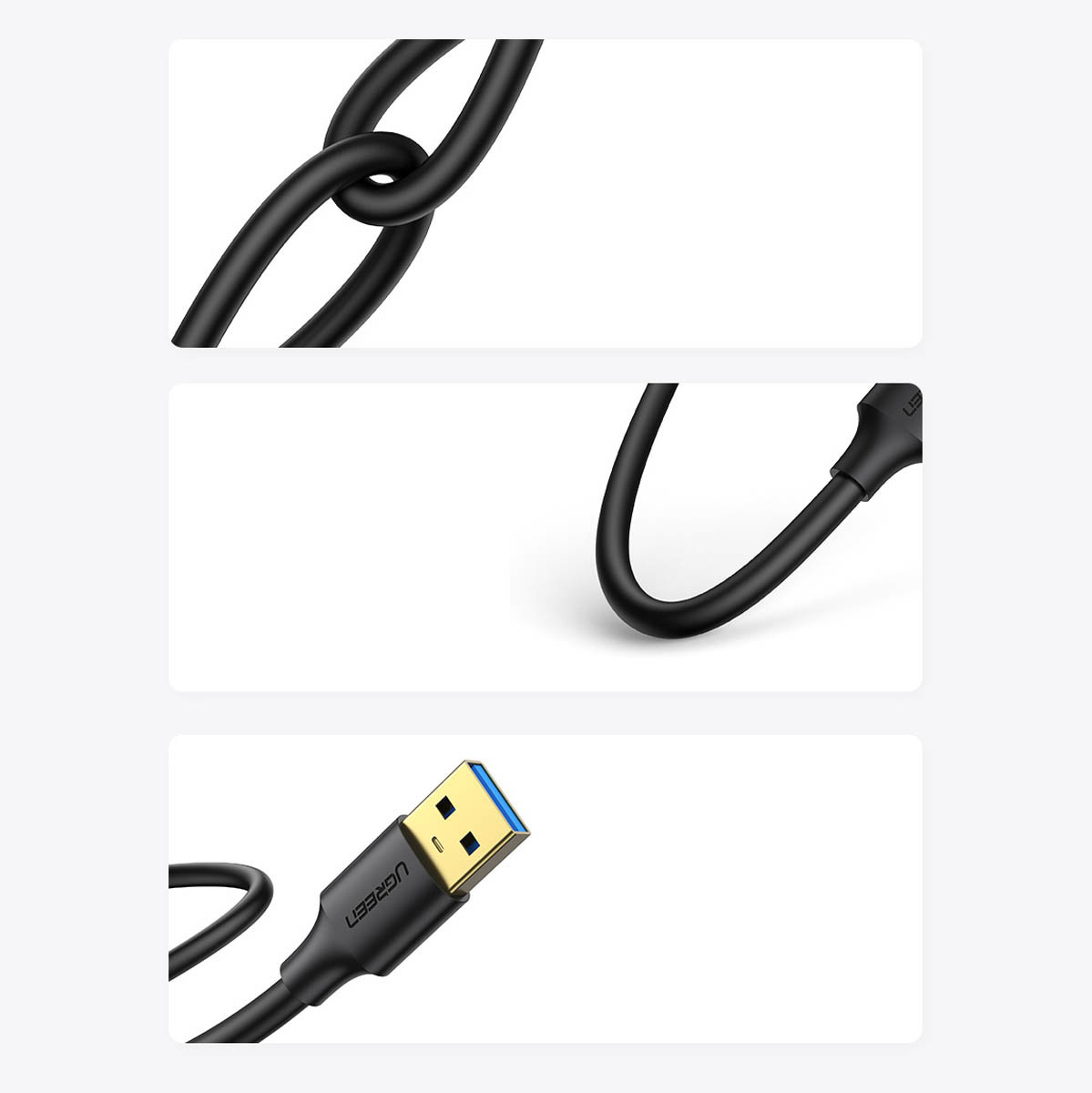 Kabel przewód USB-A 3.0 5Gb/s 0.5m czarny (7)