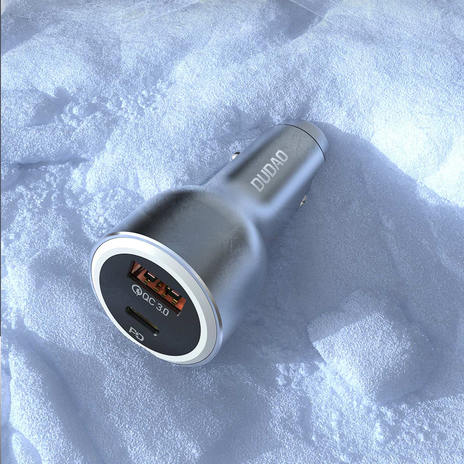 Ładowarka samochodowa USB-A USB-C PD QC LED 120W - szary (5)