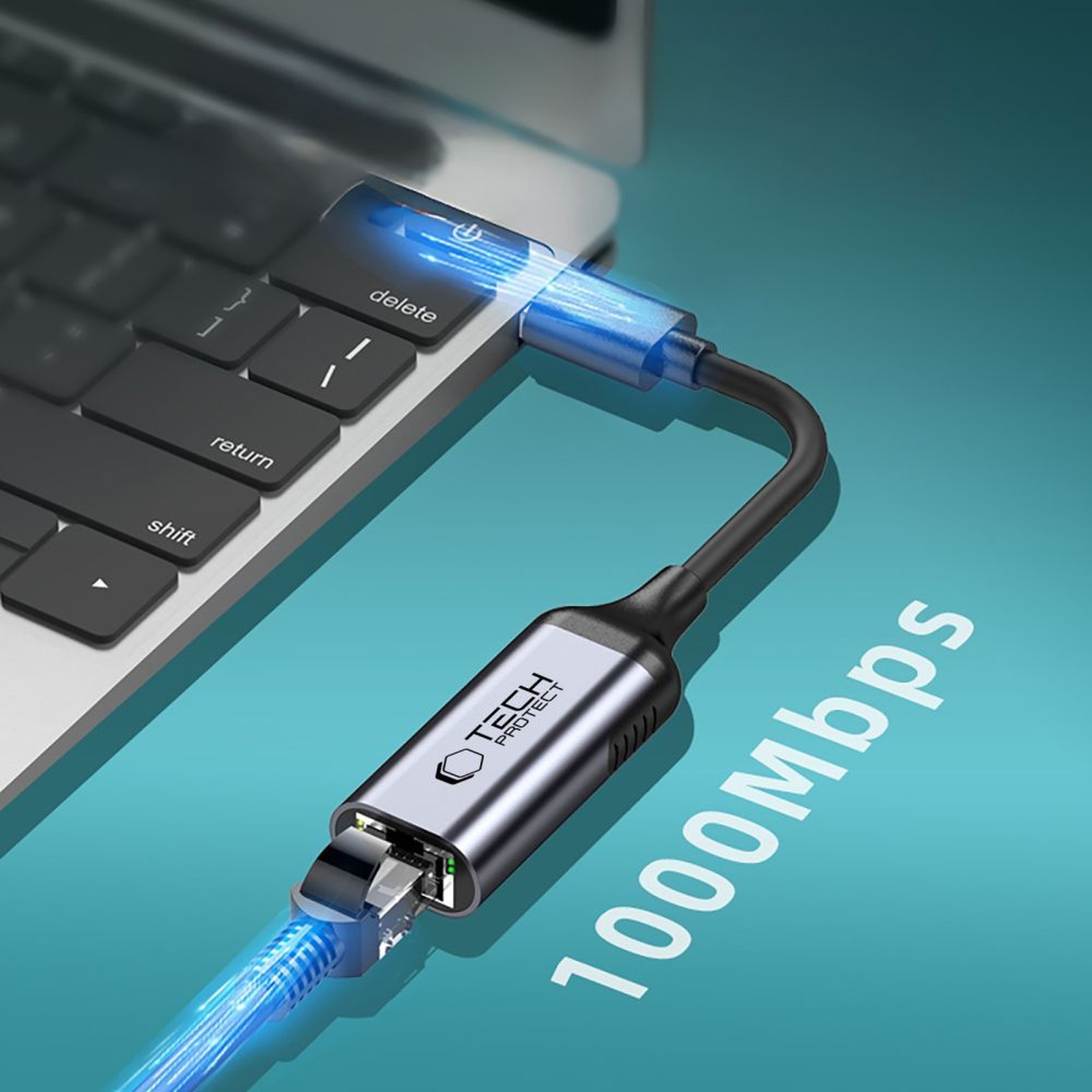 Adapter przejściówka USB-A - Ethernet RJ45 1000Mbps - czarny (4)