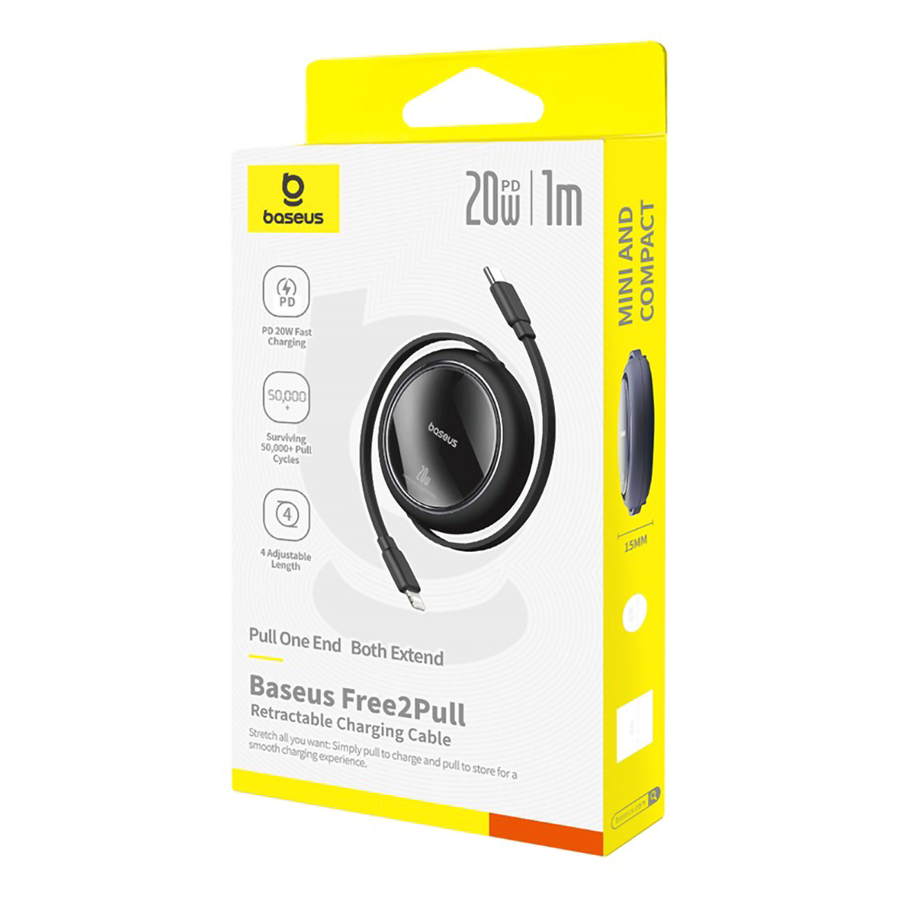 Kabel przewód zwijany Free2Pull USB-C - iPhone Lightning 20W 1m - czarny (7)
