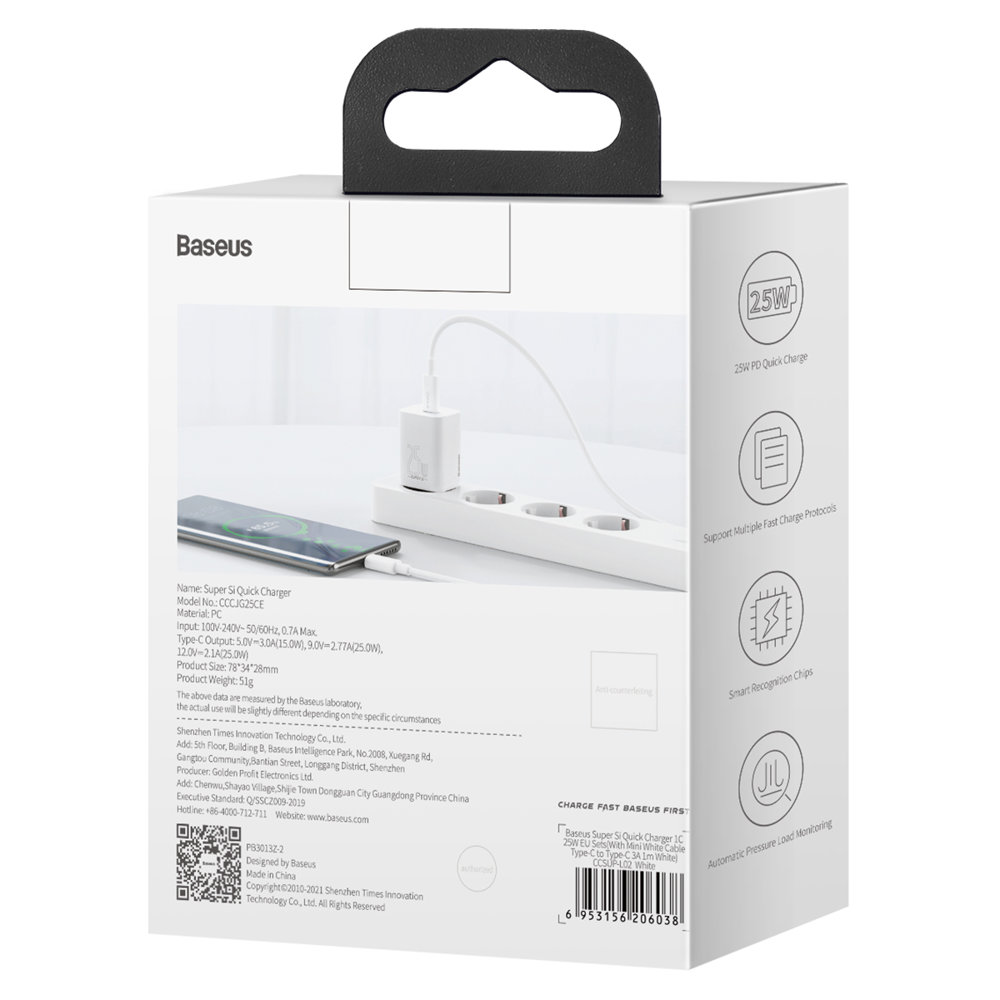 Super szybka ładowarka USB-C 25W Power Delivery Quick Charge - biały (6)