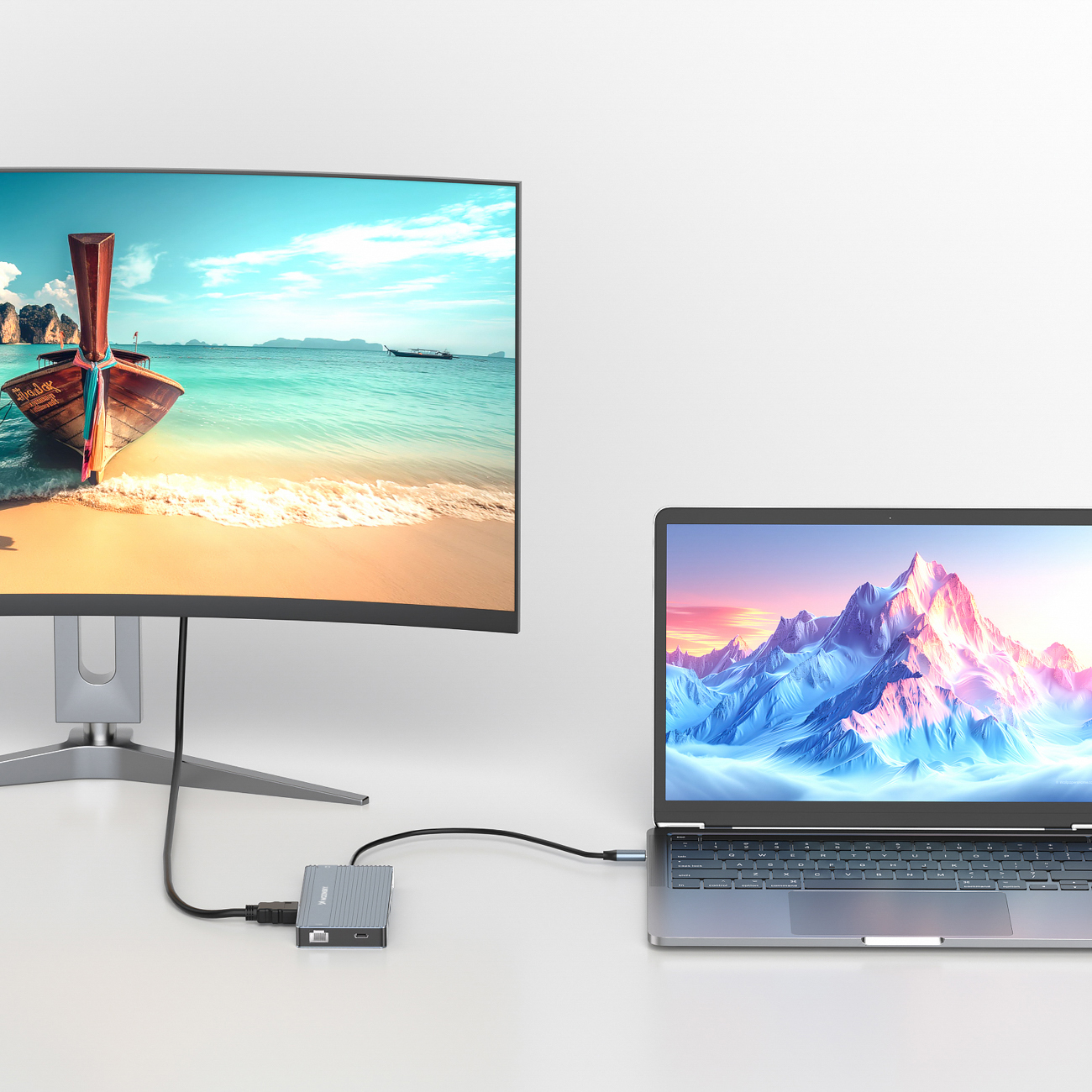 14w1 HUB do 3 monitorów USB-A USB-C DisplayPort HDMI RJ45 SD TF mini jack - szary (7)