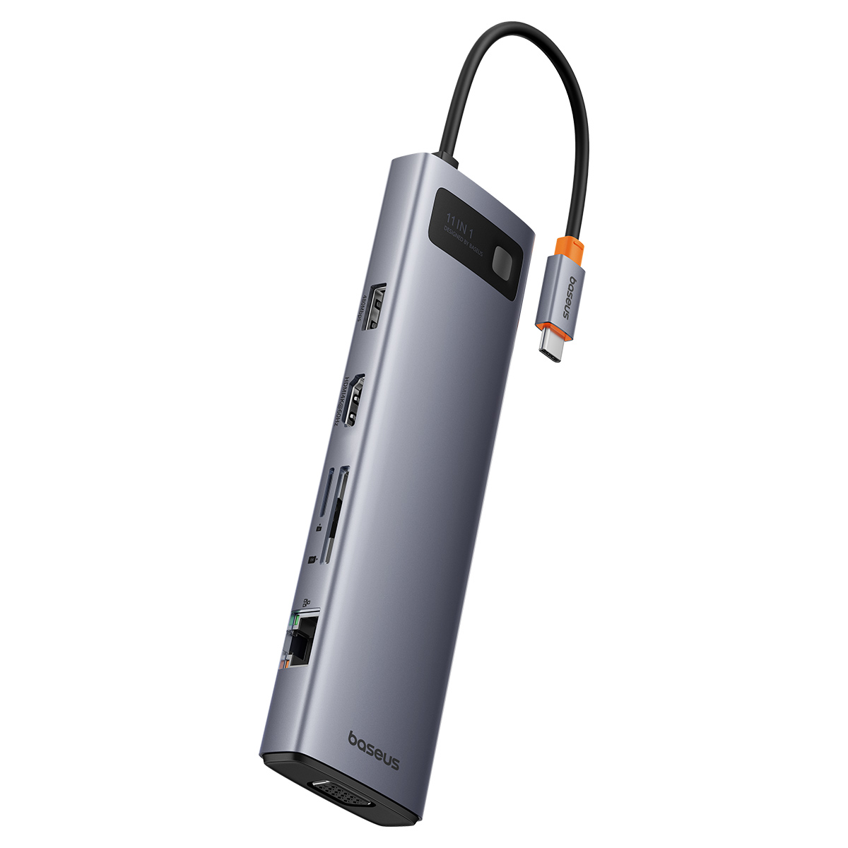 11w1 HUB adapter USB-C do USB-C PD 4x USB HDMI VGA AUX RJ45 SD TF szary (7)