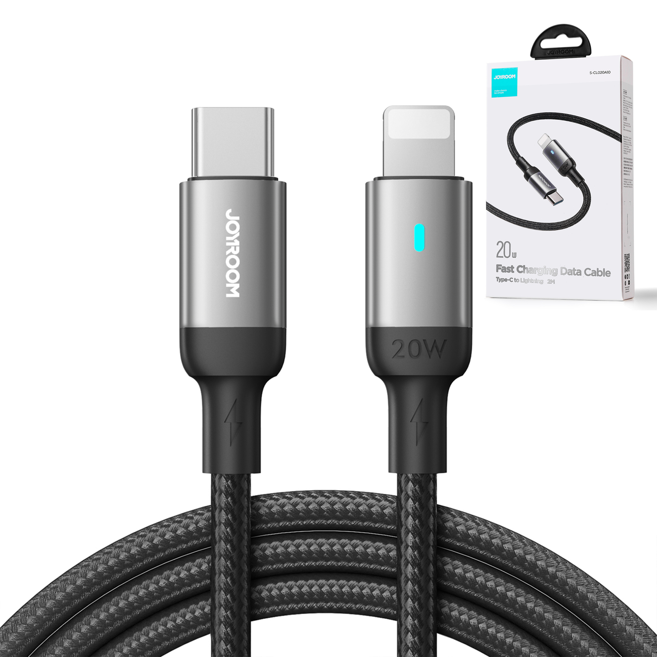 Kabel przewód do iPhone USB-C - Lightning A10 Series 20W 1.2m czarny (4)