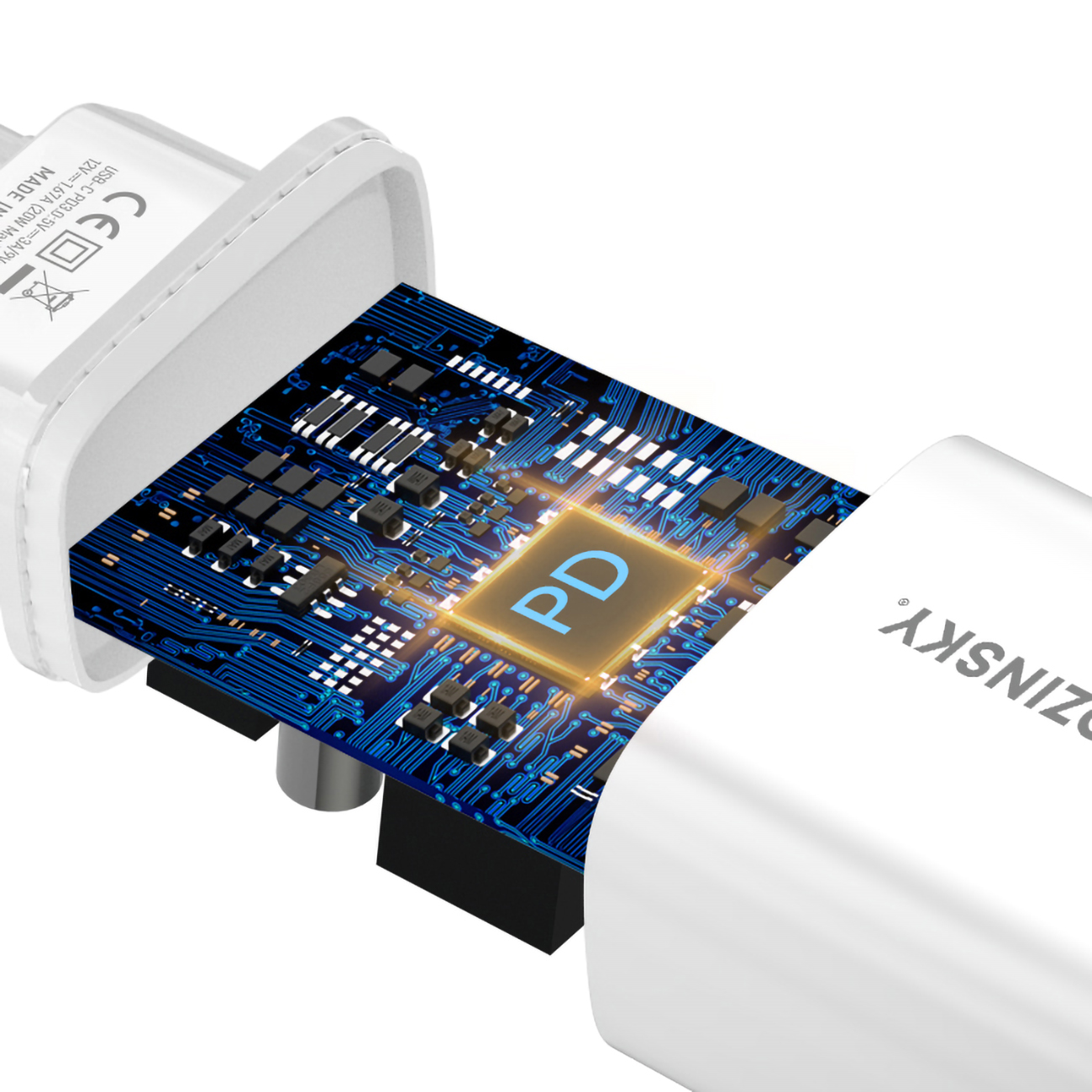 Ładowarka sieciowa 20W USB-C 100-240V biała (4)