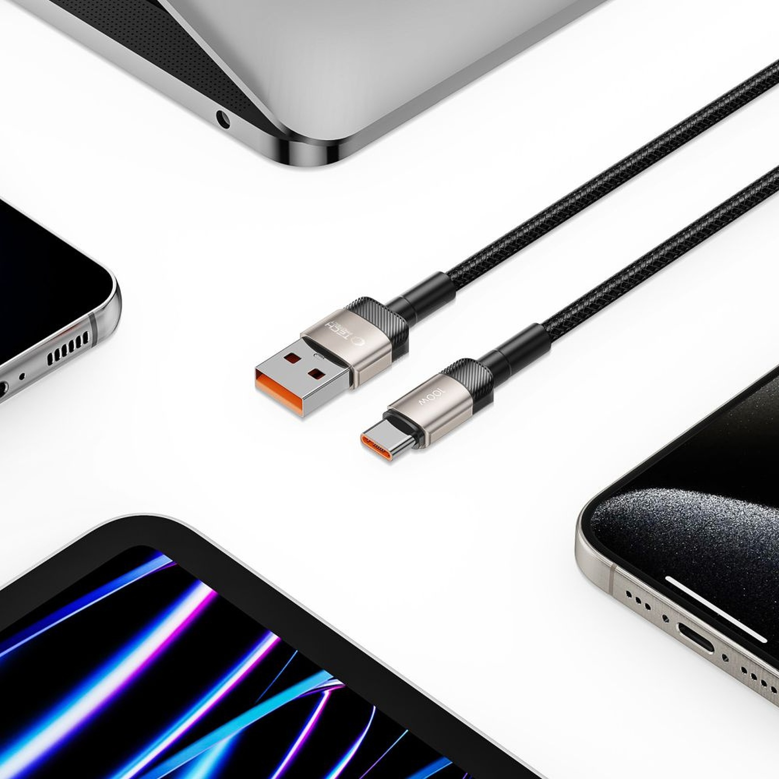 Kabel przewód USB-C - USB-A UltraBoost Evo 100W 5A 1m - tytanowy (5)