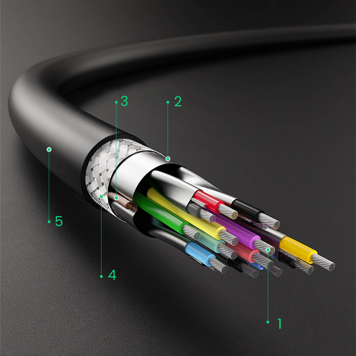Kabel przewód USB-A 3.0 5Gb/s 0.5m czarny (8)