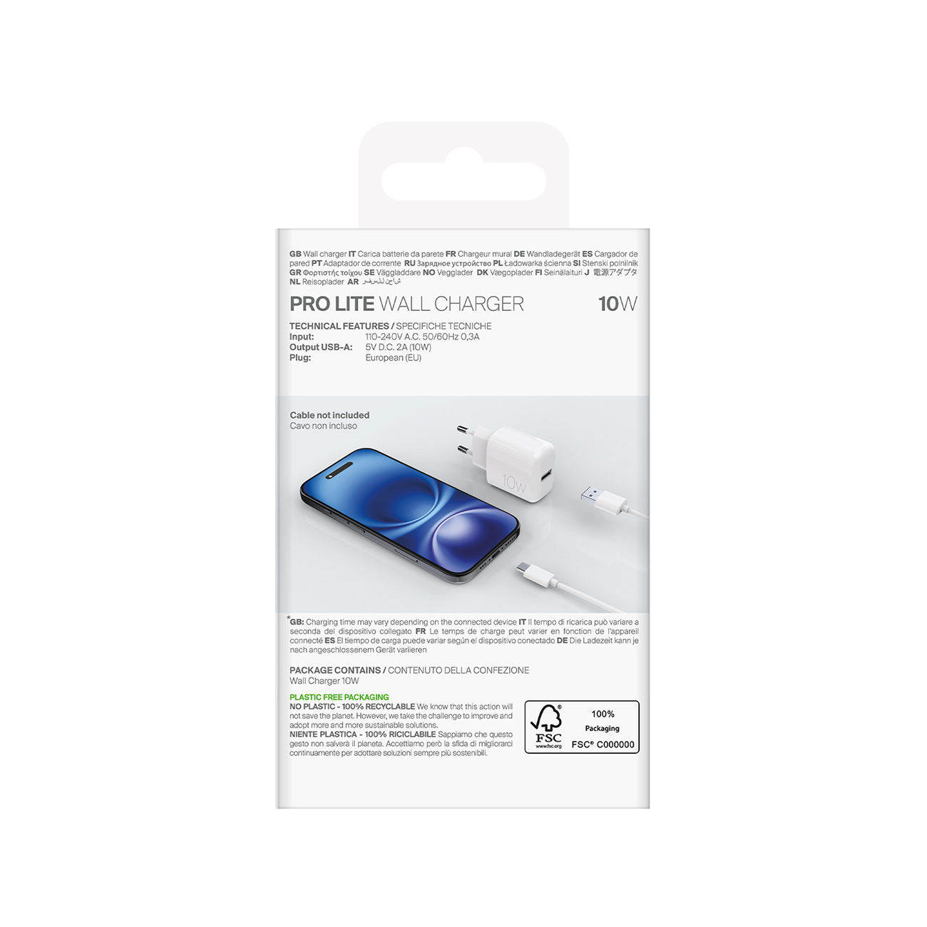 Ładowarka sieciowa USB-A PROLITE 10W - biała (3)