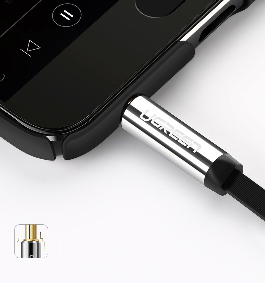 Płaski kabel przewód audio AUX 3.5mm mini jack 2m srebrny (10)