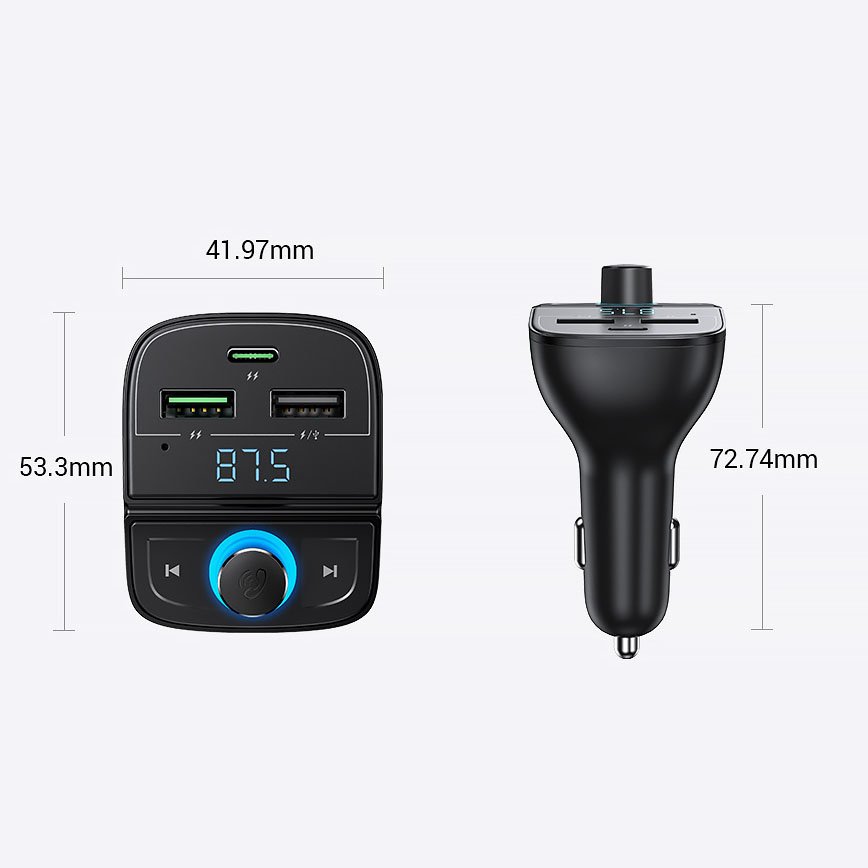 Transmiter FM MP3 Bluetooth 5.0 ładowarka samochodowa 3x USB TF microSD czarny (9)