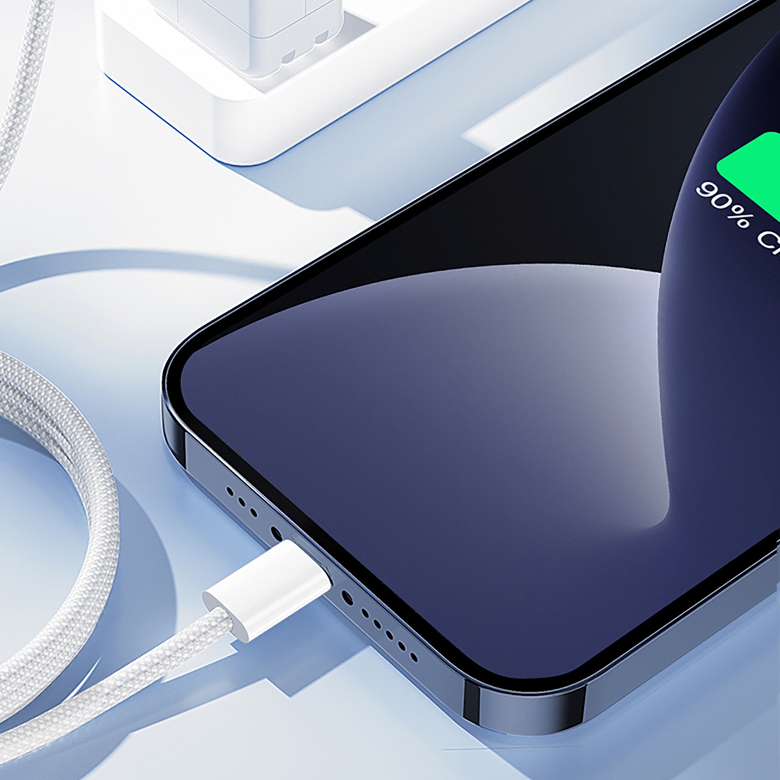 Kabel przewód w oplocie USB-C - iPhone Lightning 30W 1m - biały (9)