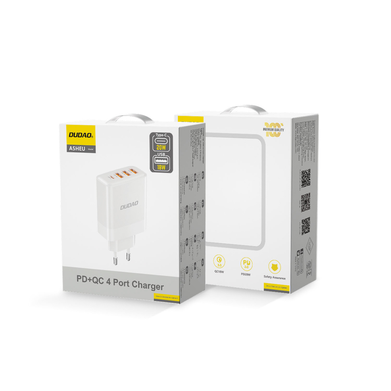 Ładowarka sieciowa USB-A USB-C PD QC 20W - biała (3)