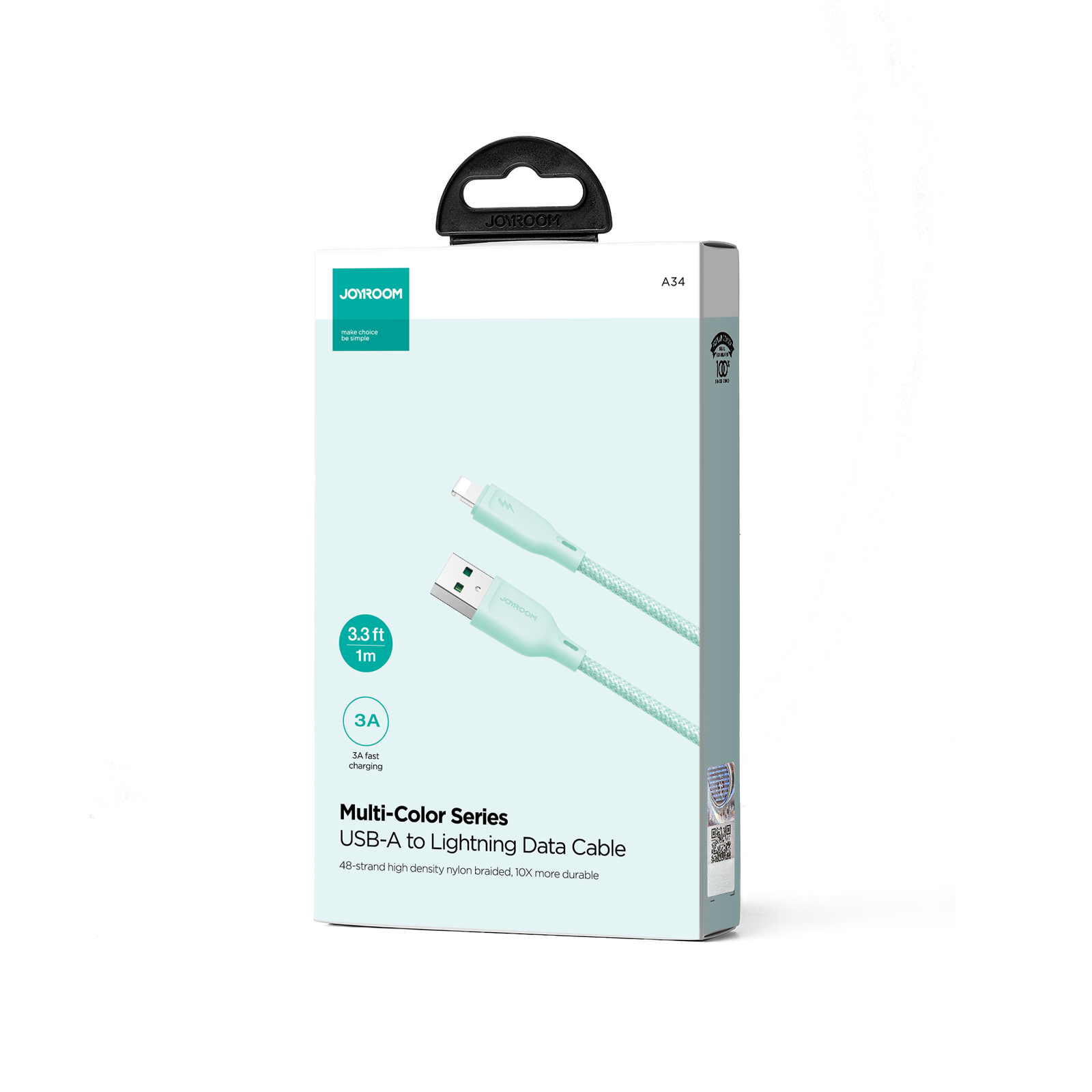 Kabel przewód do iPhone Multi-Color Series USB-A - Lightning 3A 1m zielony (4)