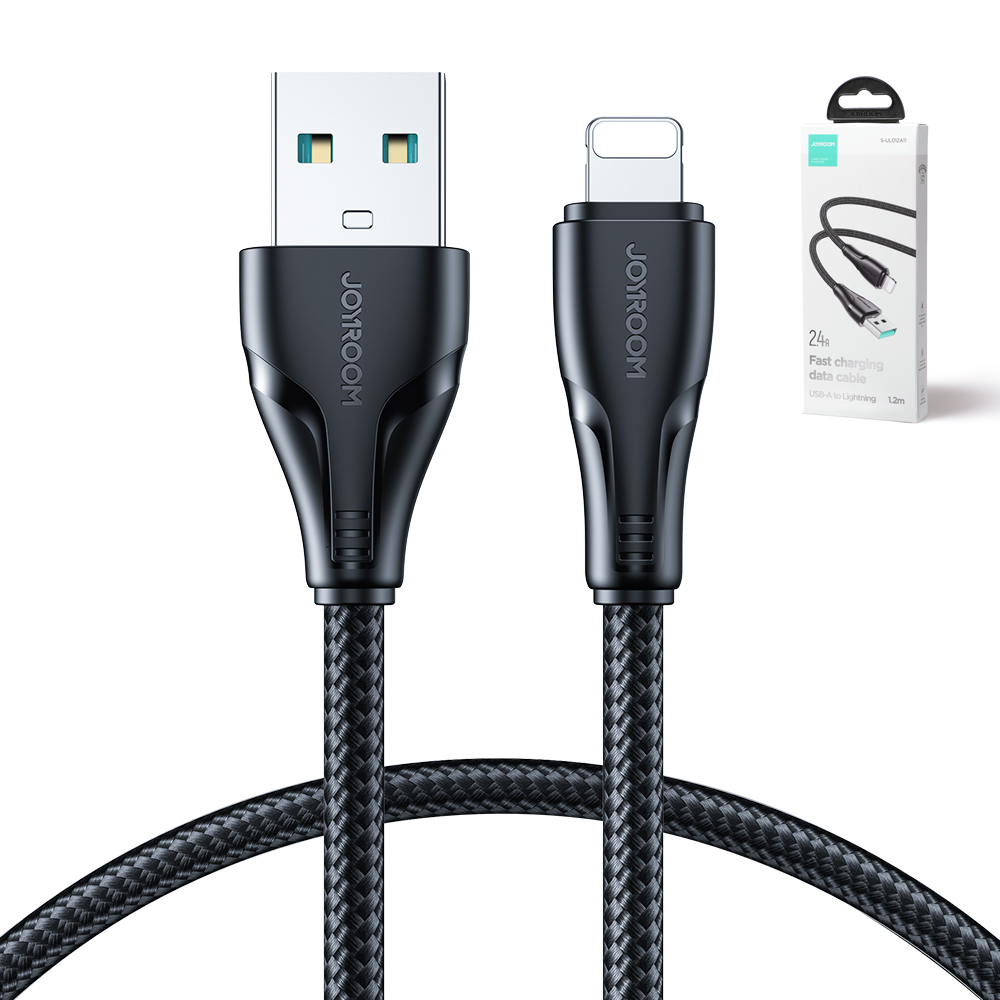 Kabel przewód do iPhone USB - Lightning 2.4A Surpass Series 1.2 m czarny (7)
