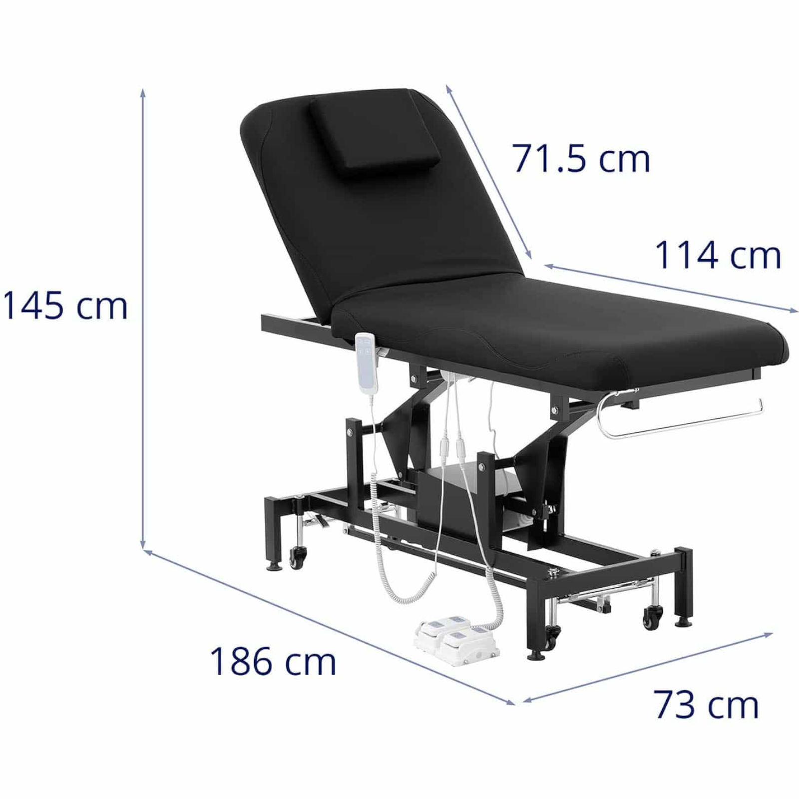 Łóżko stół kosmetyczny do masażu elektryczny 2 silniki 200 kg LYON - czarny (4)