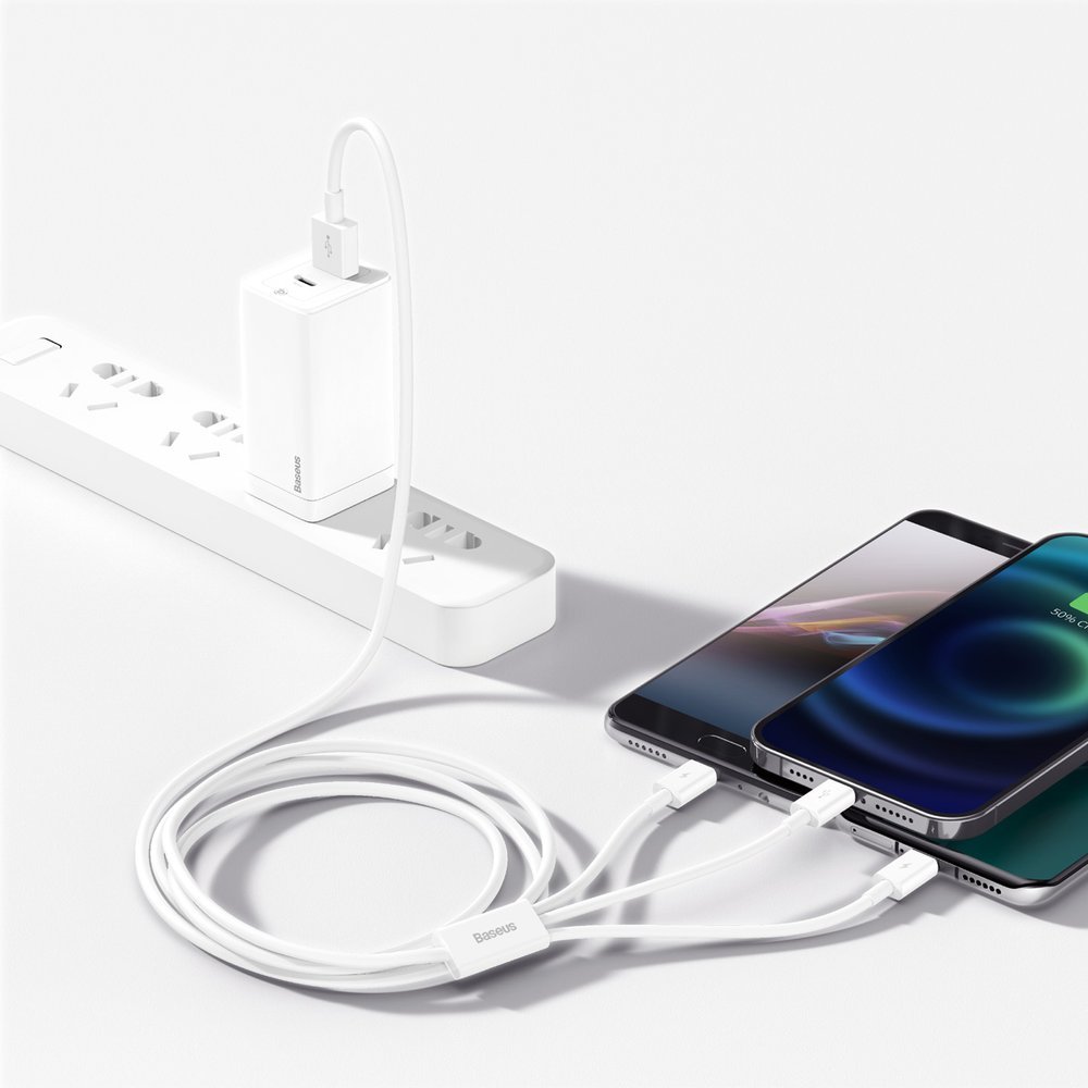 Superior 3w1 kabel USB Iphone Lightning USB-C microUSB 3.5 A 1.5 m Biały (8)