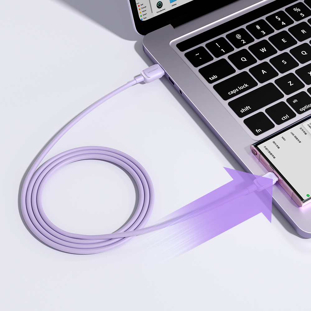 Kabel przewód USB-A - USB-C 3A 1.2m fioletowy (7)