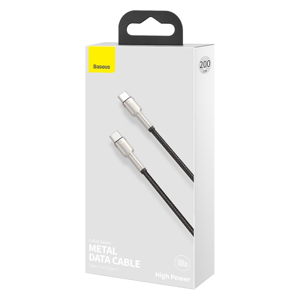 Przewód kabel USB-C - USB-C Cafule Metal Data Power Delivery 100W 2m - czarny (5)