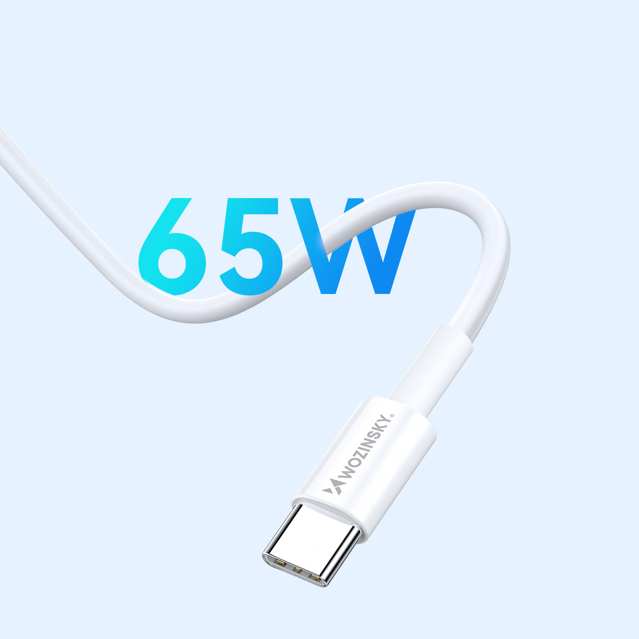 Ładowarka sieciowa GaN USB-A USB-C z kablem USB-C 65W - biała (8)