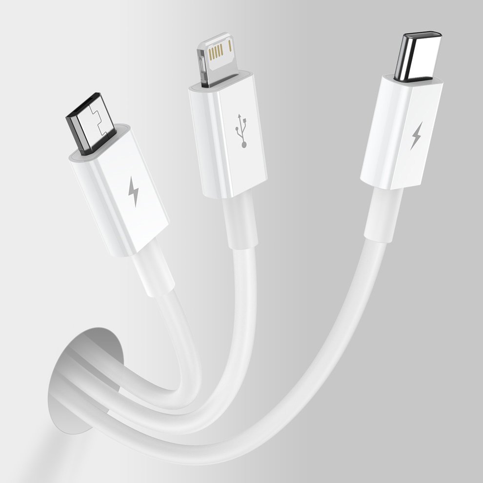 Superior 3w1 kabel USB Iphone Lightning USB-C microUSB 3.5 A 1.5 m Biały (11)