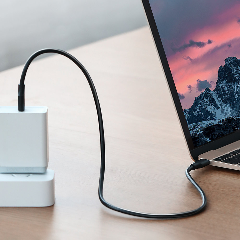 Kabel przewód USB-C do ładowania i transferu danych 3A 2m czarny (6)