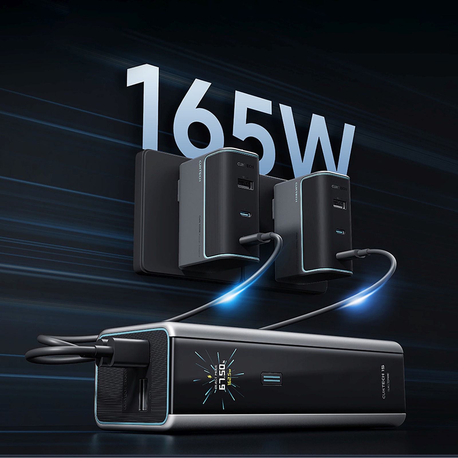 Powerbank 20000mAh USB-C USB-A 210W - szary (3)