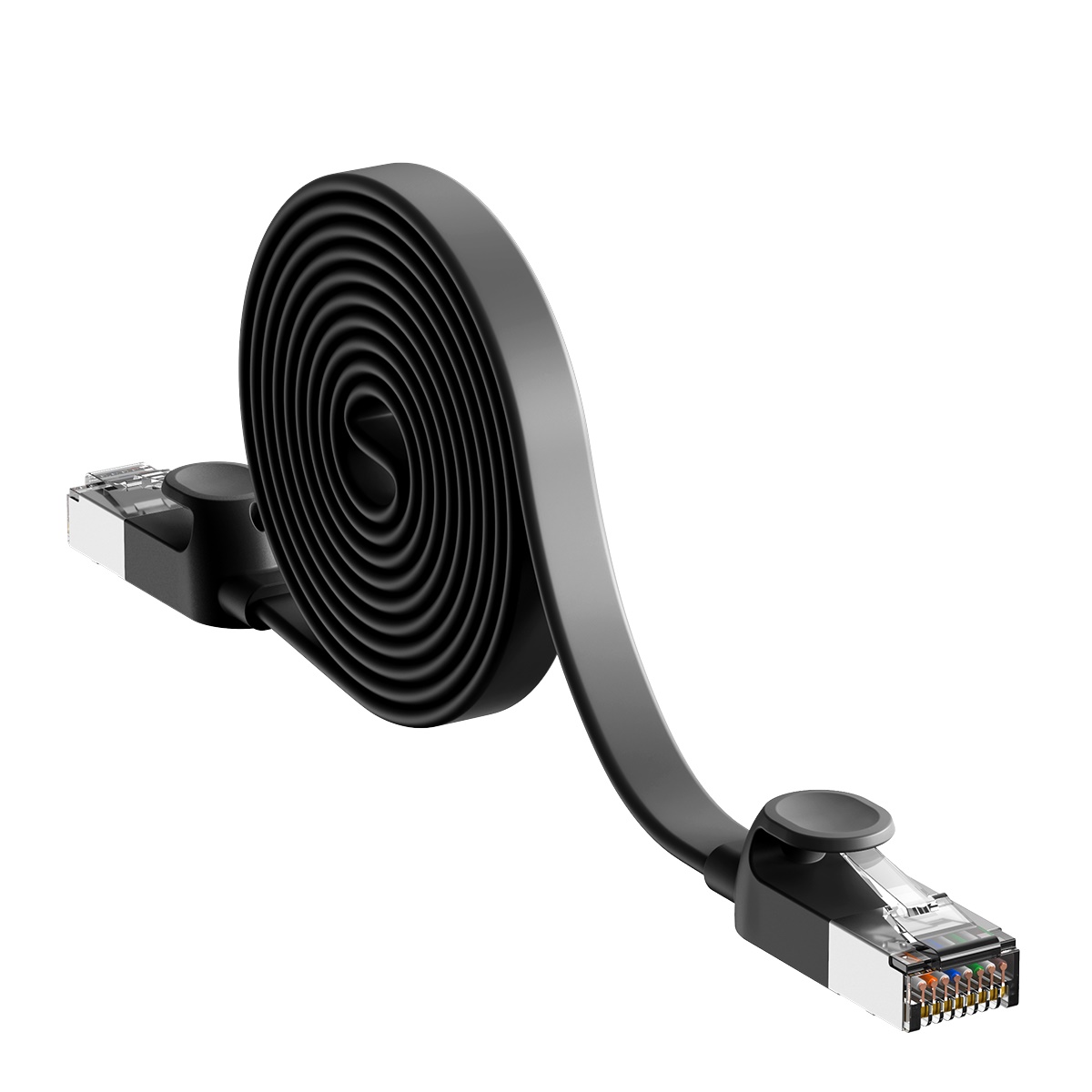 Kabel sieciowy RJ45 płaski High Speed Ethernet CAT6 1m - czarny (4)