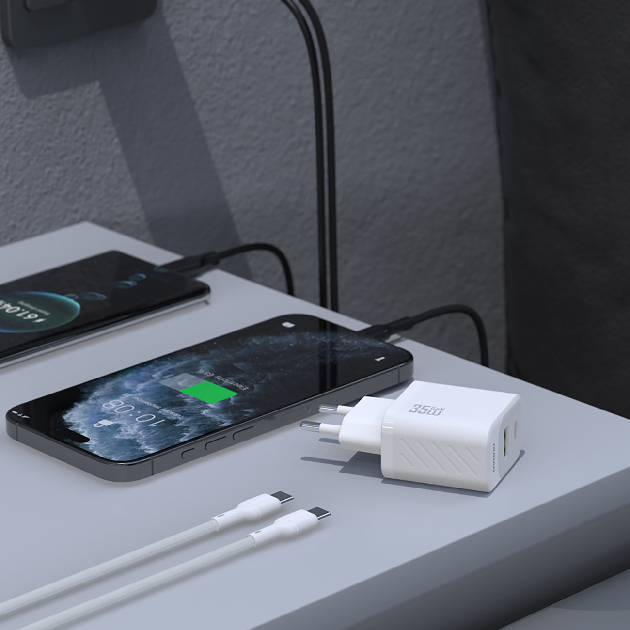 Ładowarka sieciowa z kablem USB-C 1m 35W - biała (6)