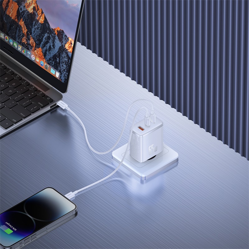 Ładowarka sieciowa GaN Cube Pro 65W 2x USB-C USB-A biała (9)