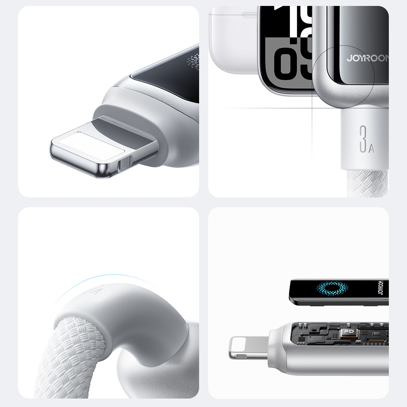 Kabel przewód USB-A - iPhone Lightning 3A 1.2m - biały (10)