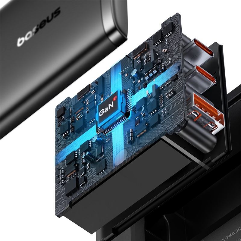 Ładowarka sieciowa GaN Cube Pro 65W 2x USB-C USB-A czarna (8)