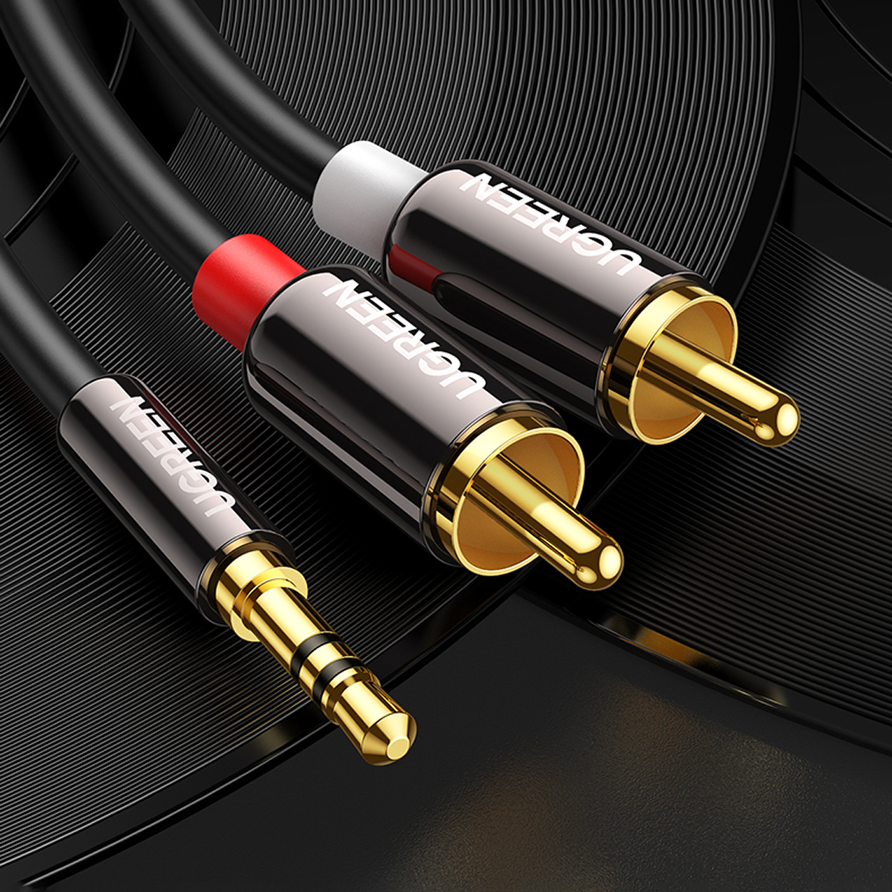Kabel przewód audio 3.5 mm mini jack - 2x RCA 5m czarny (8)
