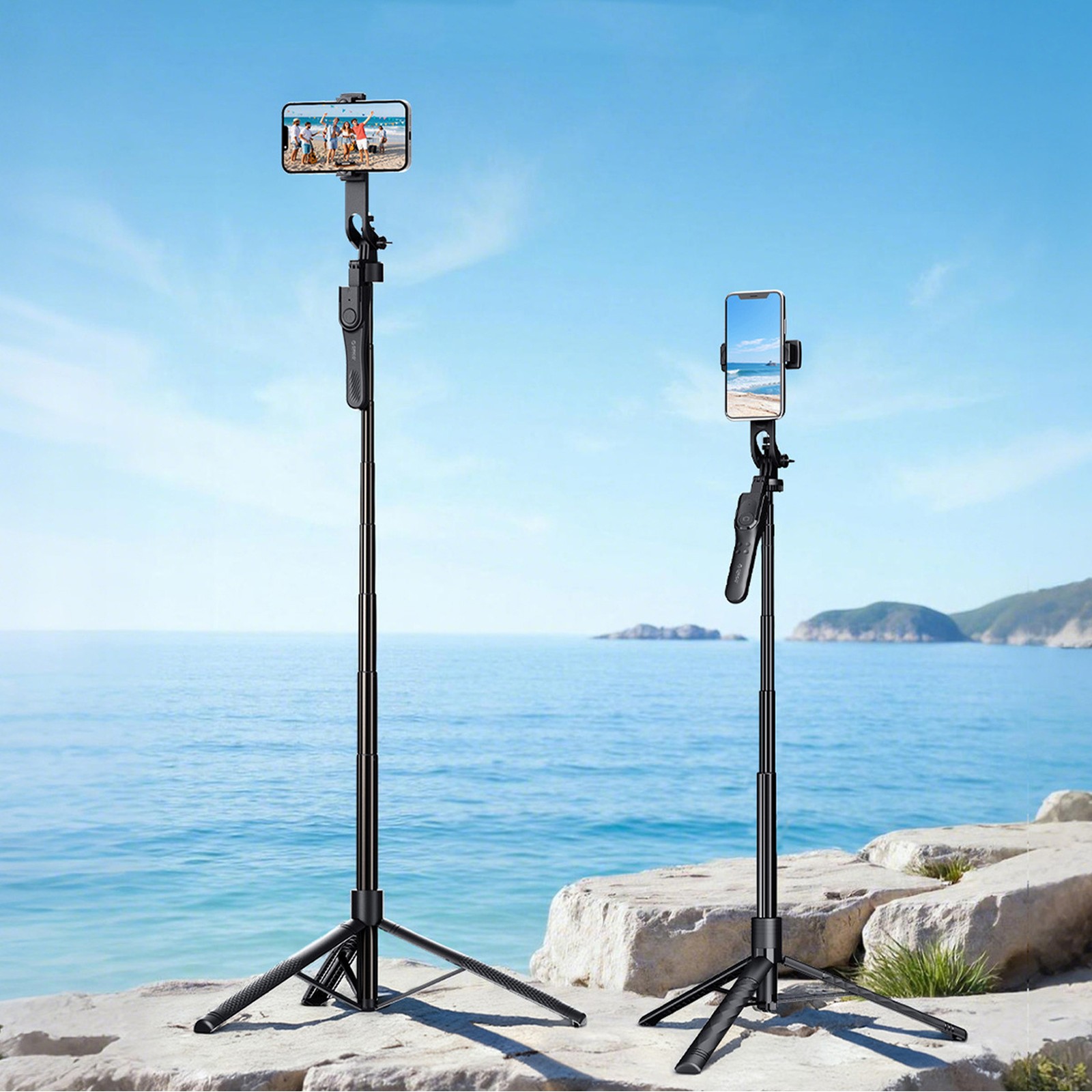 Selfie stick tripod 1/4'' na telefon kamerę aparat z obrotem 360 Bluetooth - czarny (3)