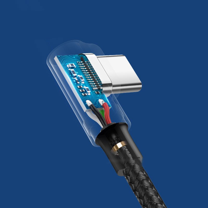 Kątowy kabel przewód USB - USB-C QC 3.0 3A 1m szary (4)