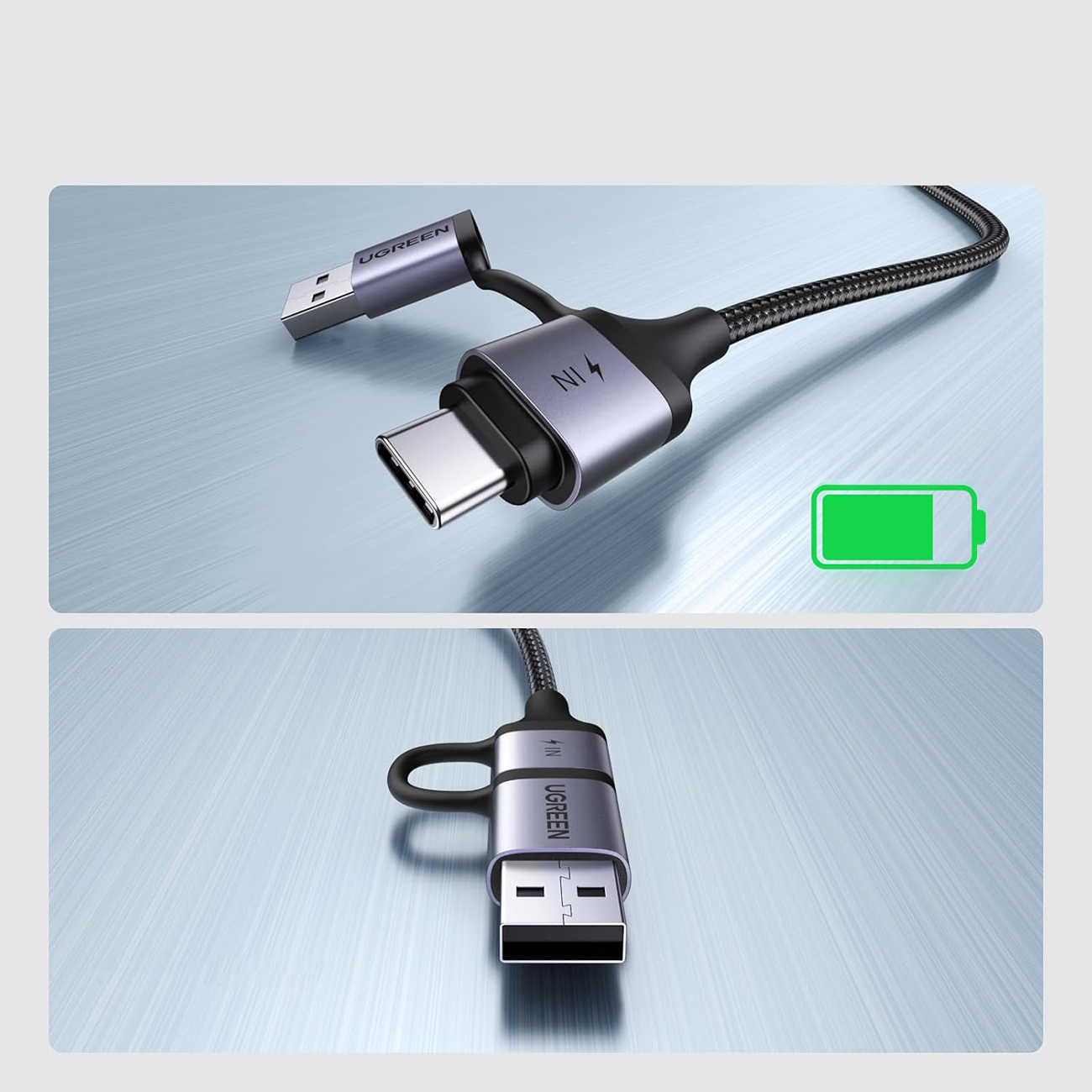 Adapter audio z funkcją ładowania 2w1 USB-C - USB-A/C minijack - czarny (5)