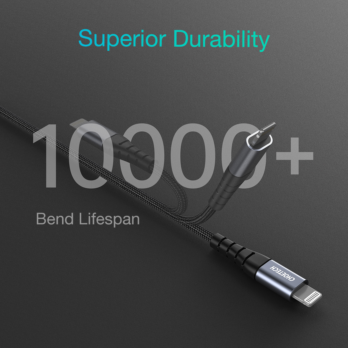 Kabel przewód do iPhone USB-C - Lightning 480Mb/s 3A 1.2m - czarny (7)