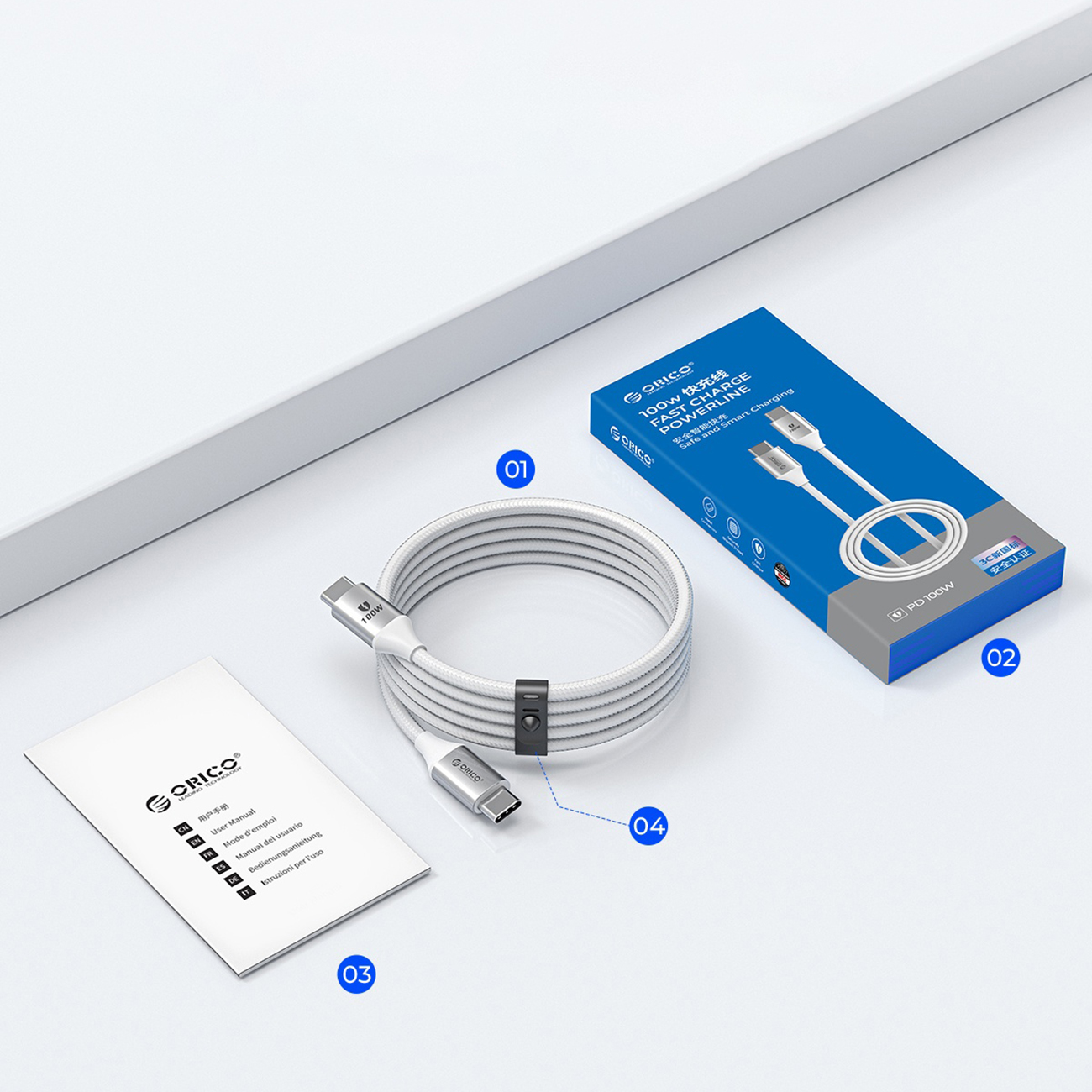 Kabel przewód CDX 100W 5A Power Delivery USB-C 1m - biały (4)