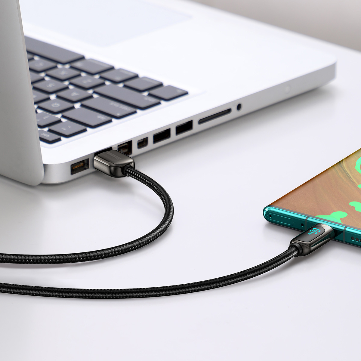 Kabel przewód Display Fast Charging Data USB-A - USB-C 66W 1m - czarny (7)