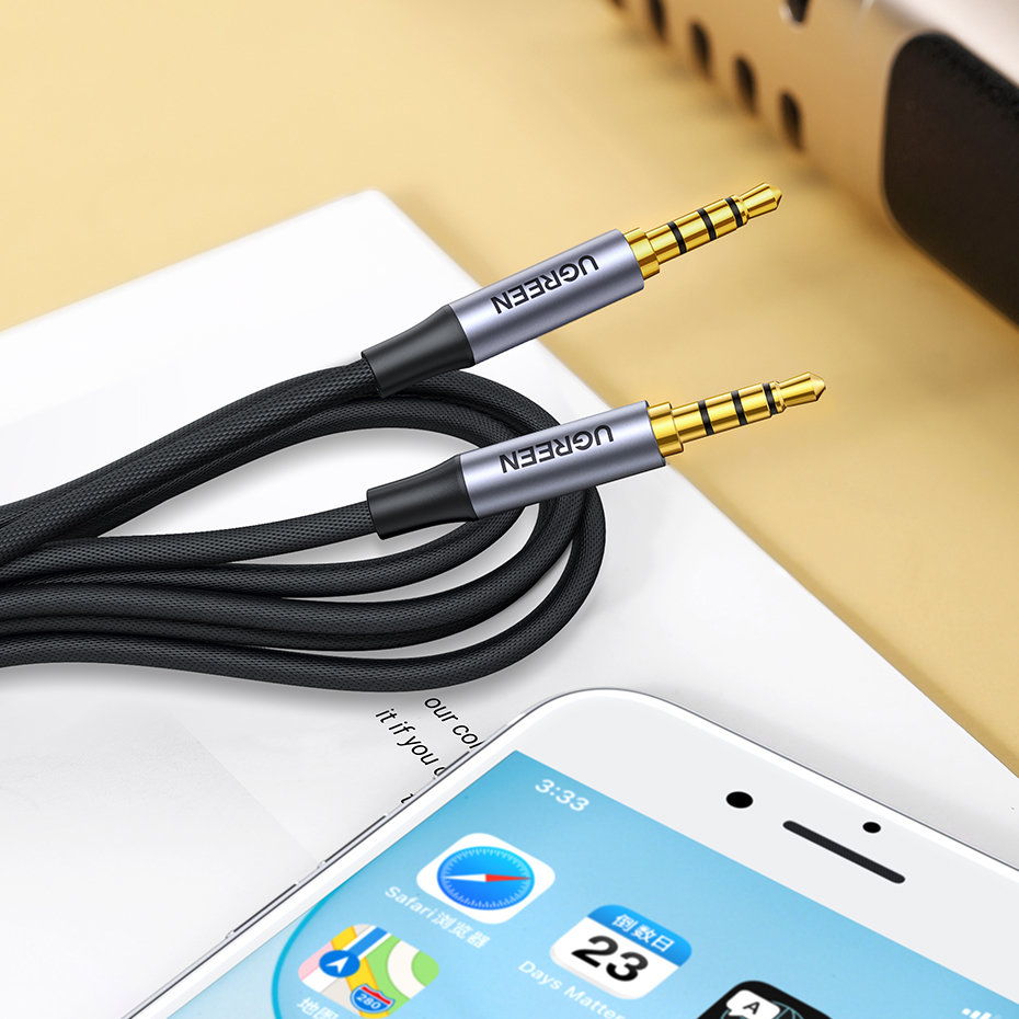 Kabel przewód audio AUX mini jack 3.5mm męski 3m czarny (7)