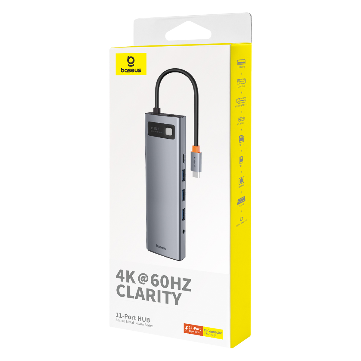 11w1 HUB adapter USB-C do USB-C PD 4x USB HDMI VGA AUX RJ45 SD TF szary (5)