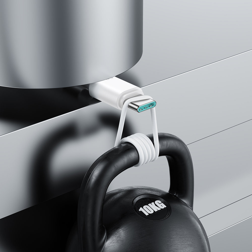 Kabel przewód USB-C - USB-C 480Mb/s 60W 1m biały (3)