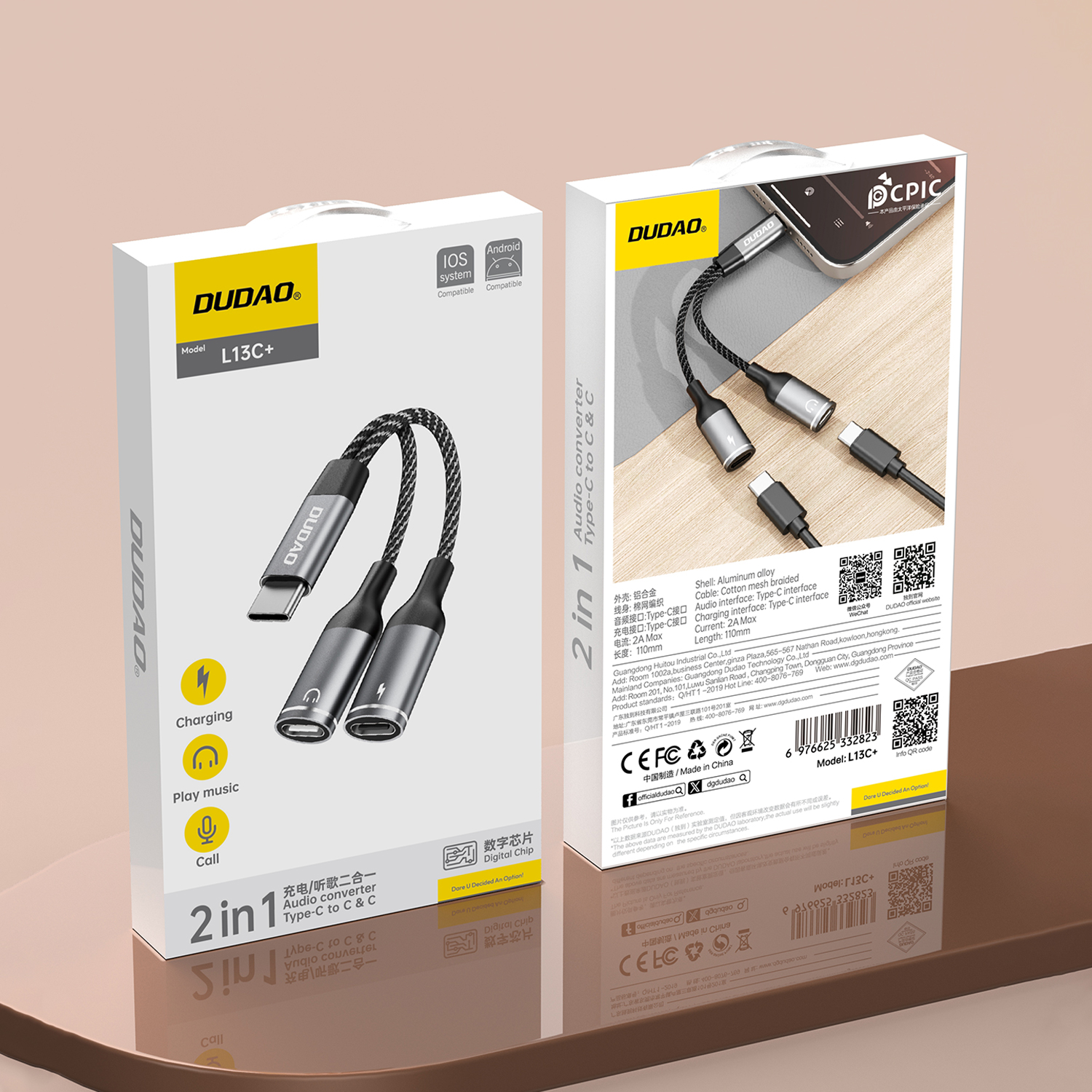 2w1 Adapter przejściówka rozdzielacz USB-C na zasilanie i słuchawki - szary (11)