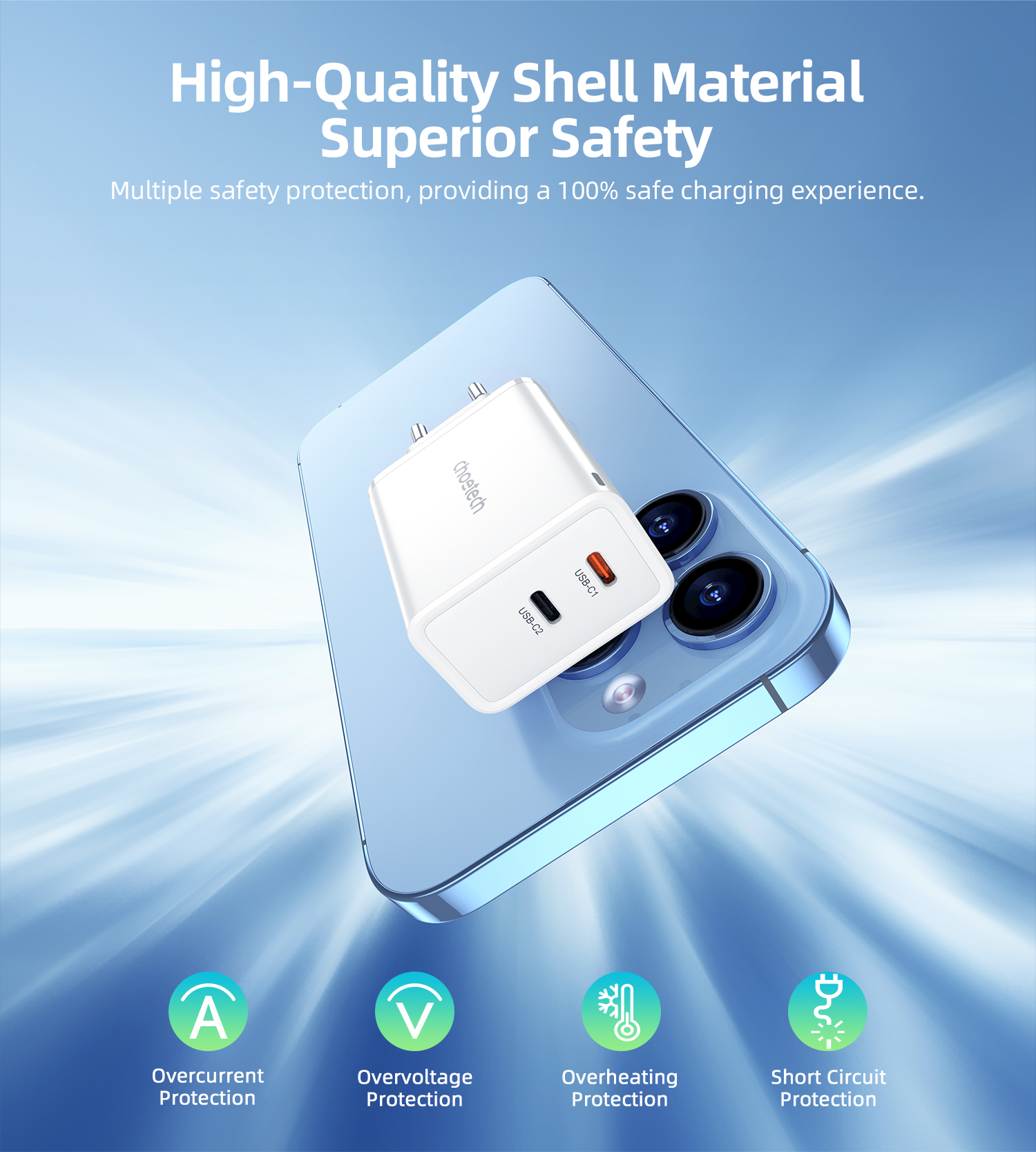 Ładowarka sieciowa GaN 2x USB-C PD 65W biała (5)
