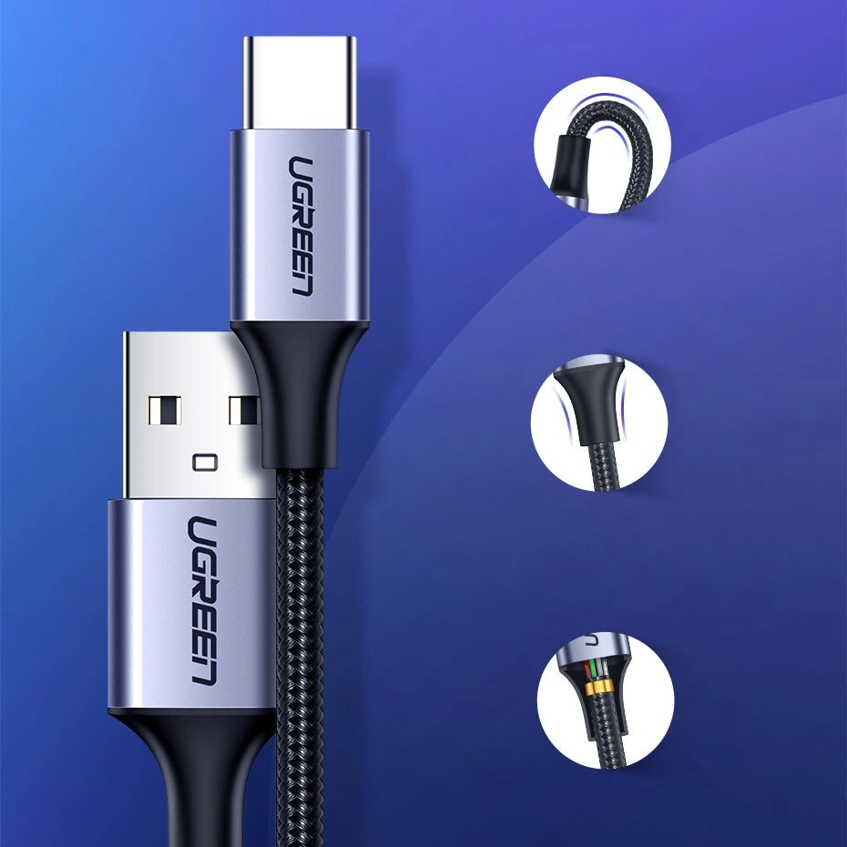 Kabel przewód USB-A - USB-C QC 3.0 3A 1.5m - szary (5)